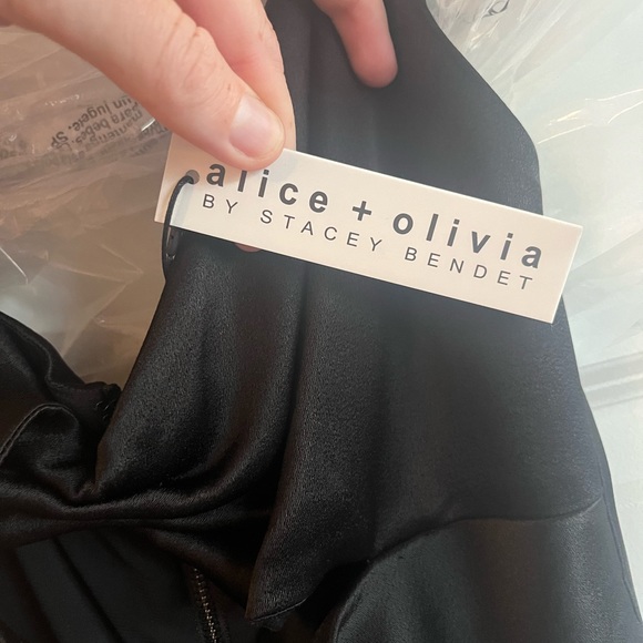 NWT Alice + Olivia Harmony Twist Asymmetric Midi Dress - Picture 11 of 11